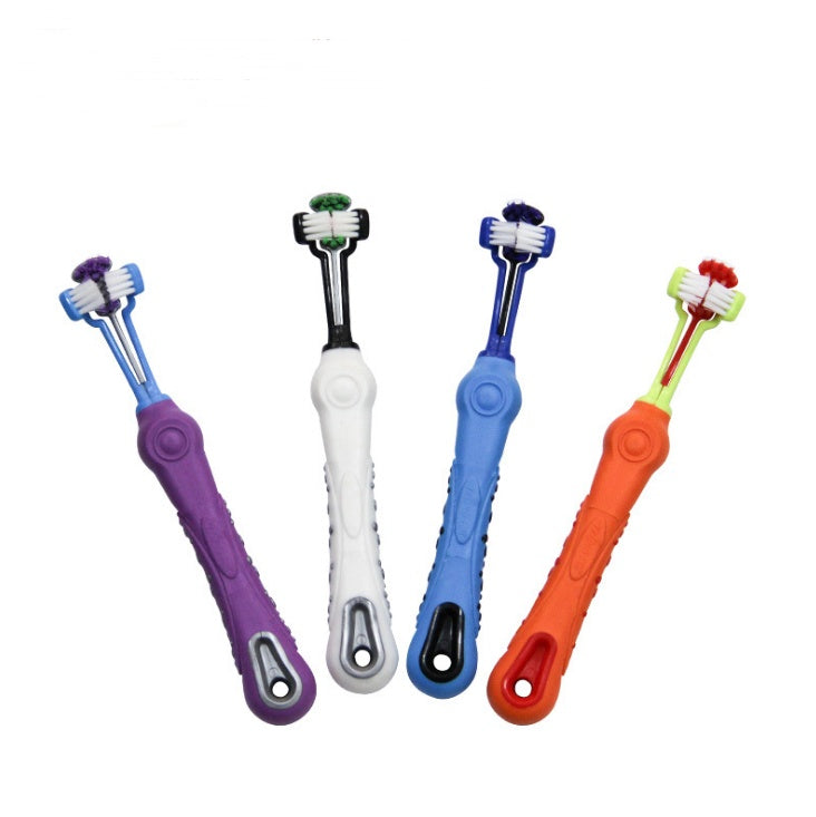 Three Sided Pet Toothbrush Dog Brush Bad Breath Tartar Teeth Care - Outlitte