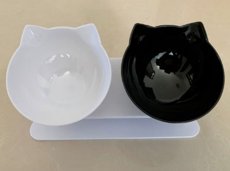 New Inclined Food Cat Ear Oblique Mouth Transparent Single Pet Bowl - Outlitte