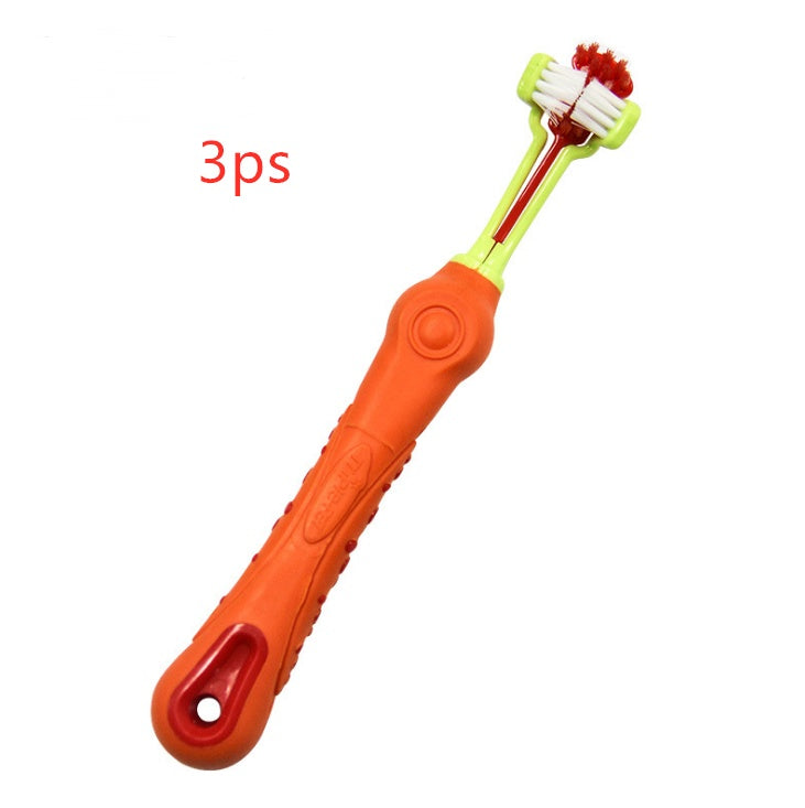 Three Sided Pet Toothbrush Dog Brush Bad Breath Tartar Teeth Care - Outlitte