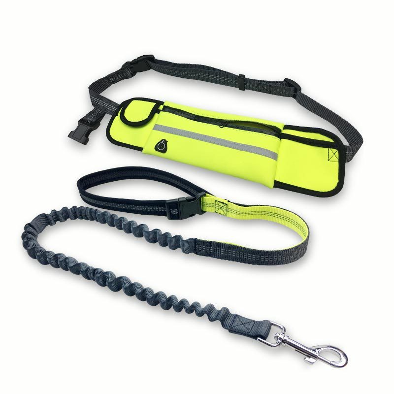 Hands-Free Dog Running Leash with Waist Pocket Adjustable Belt Shock Absorbing Bungee - Outlitte