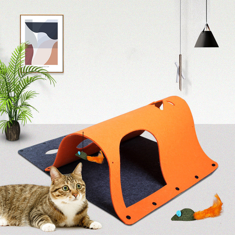 2 in 1 DIY Combined Cat Tunnel Toy Removable Felt Cat Nest House - Outlitte