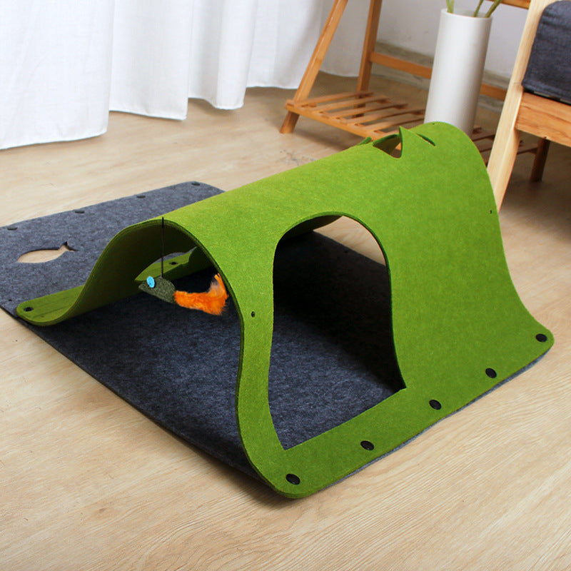 2 in 1 DIY Combined Cat Tunnel Toy Removable Felt Cat Nest House - Outlitte