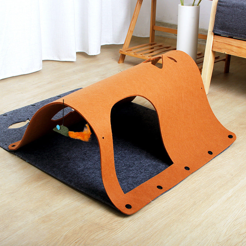 2 in 1 DIY Combined Cat Tunnel Toy Removable Felt Cat Nest House - Outlitte