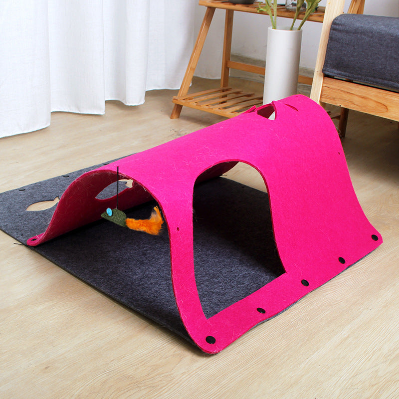 2 in 1 DIY Combined Cat Tunnel Toy Removable Felt Cat Nest House - Outlitte