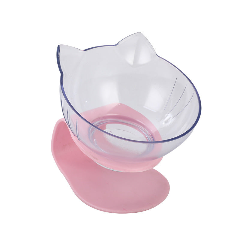 New Inclined Food Cat Ear Oblique Mouth Transparent Single Pet Bowl - Outlitte