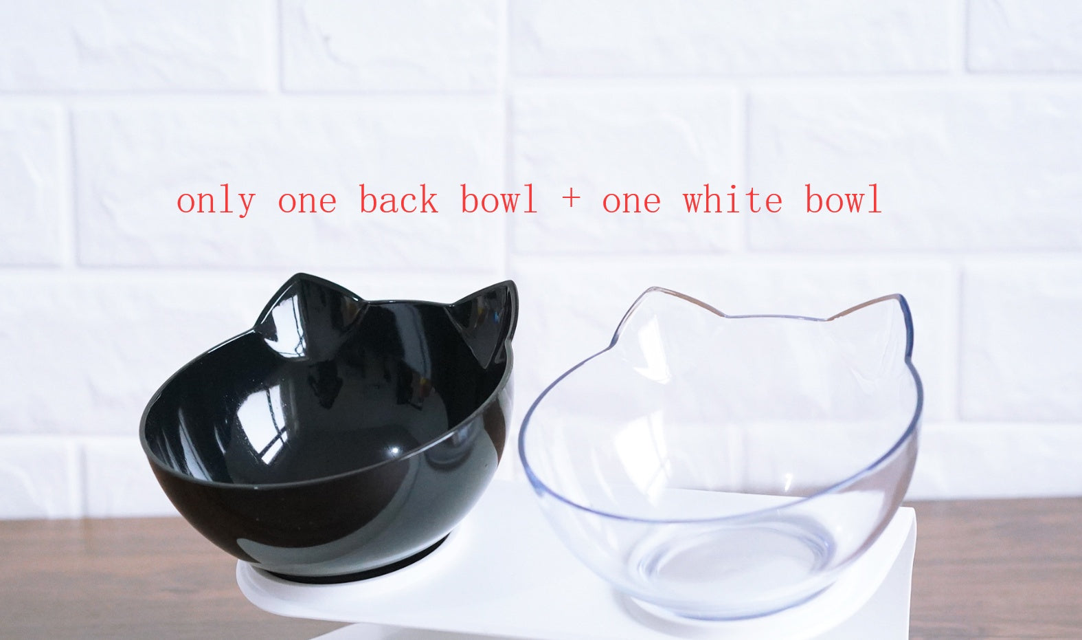 New Inclined Food Cat Ear Oblique Mouth Transparent Single Pet Bowl - Outlitte