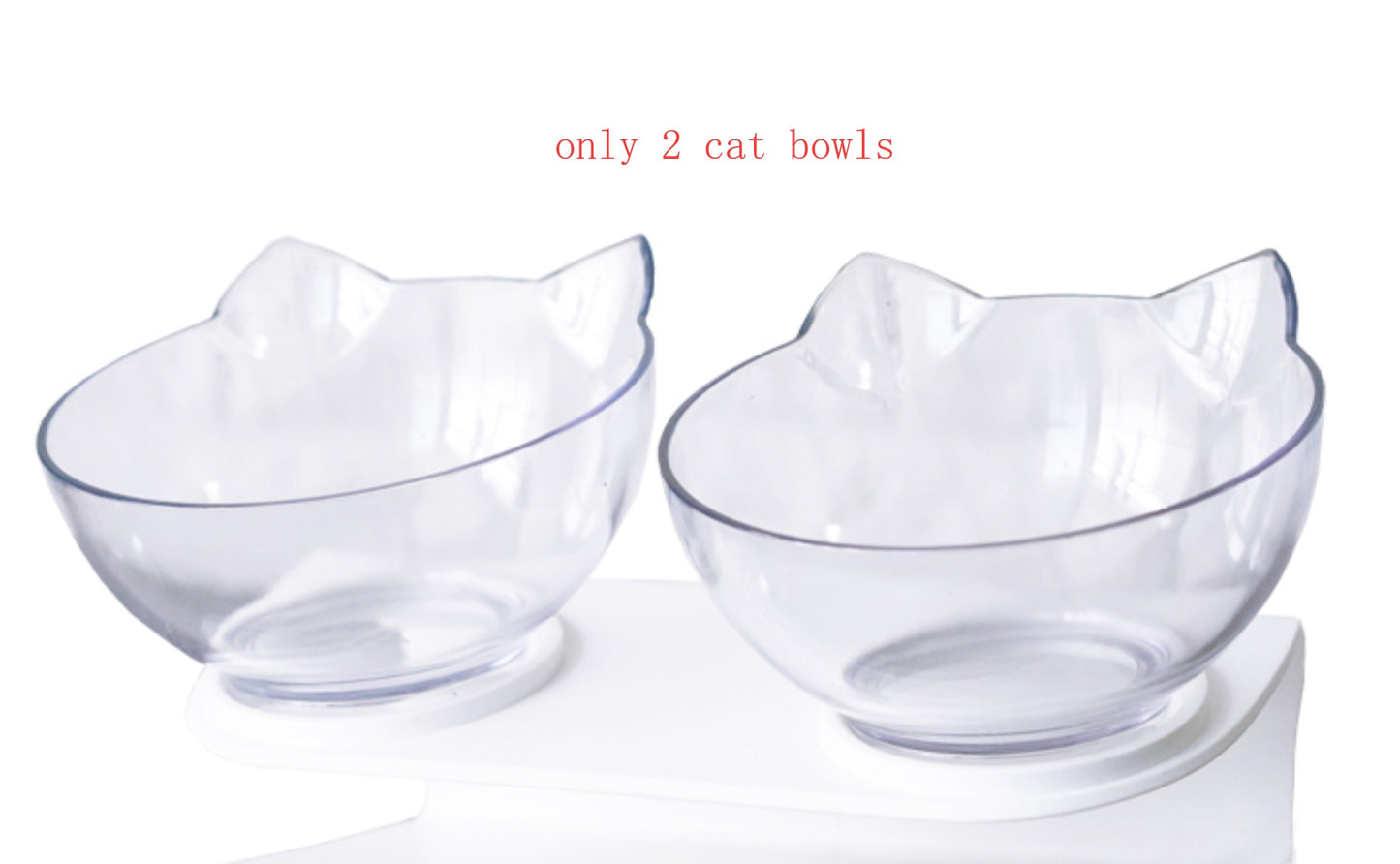 New Inclined Food Cat Ear Oblique Mouth Transparent Single Pet Bowl - Outlitte