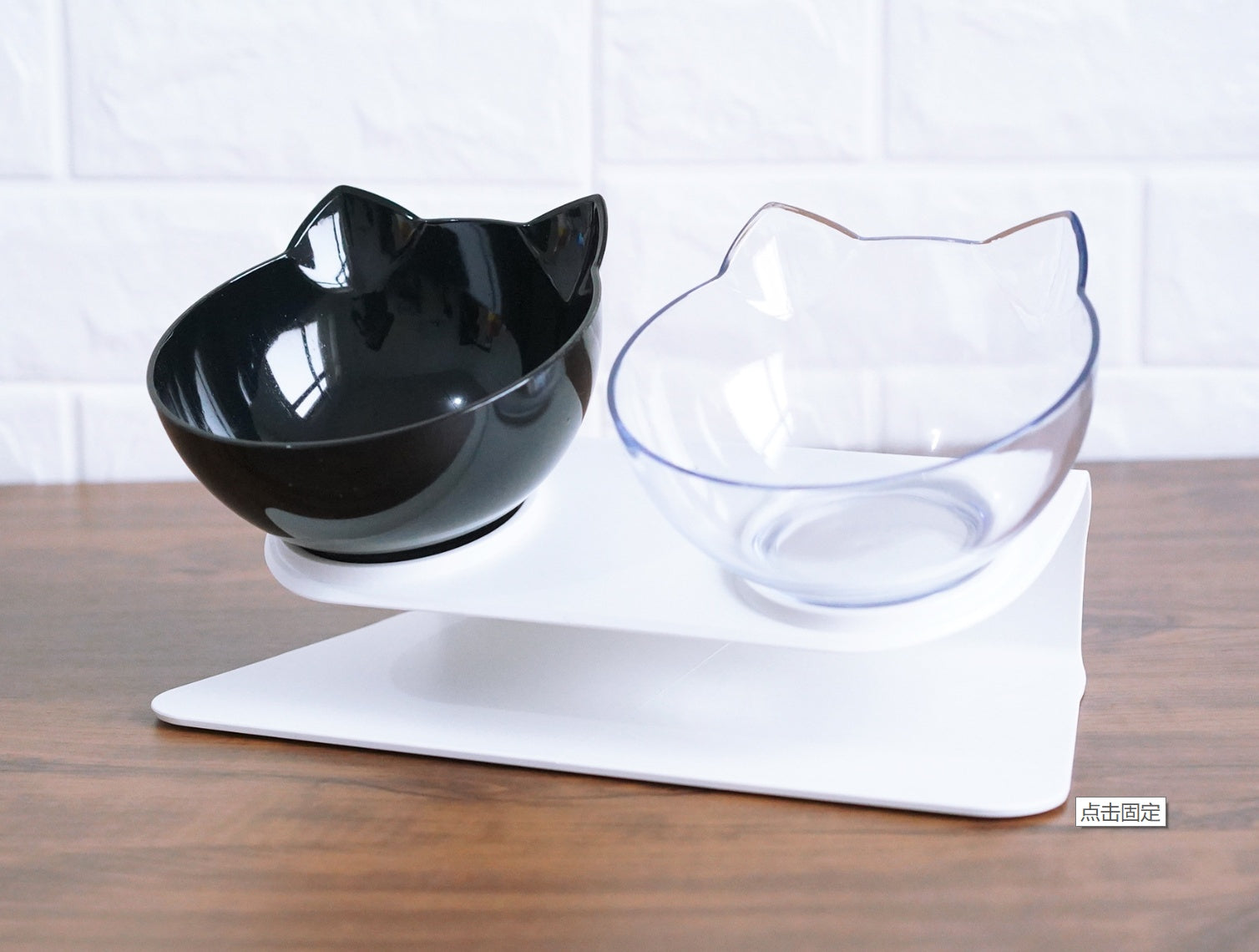 New Inclined Food Cat Ear Oblique Mouth Transparent Single Pet Bowl - Outlitte