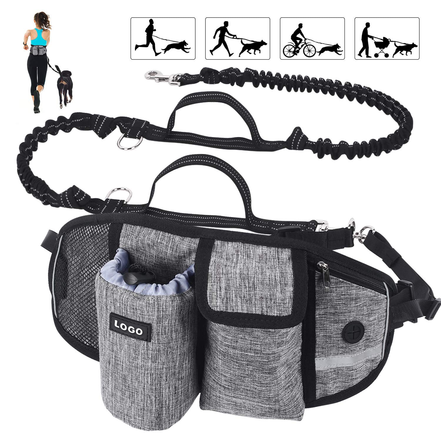 Dog Training Leash Waist Bag Hands-Free Outdoor Pet Running Walking Leash - Outlitte