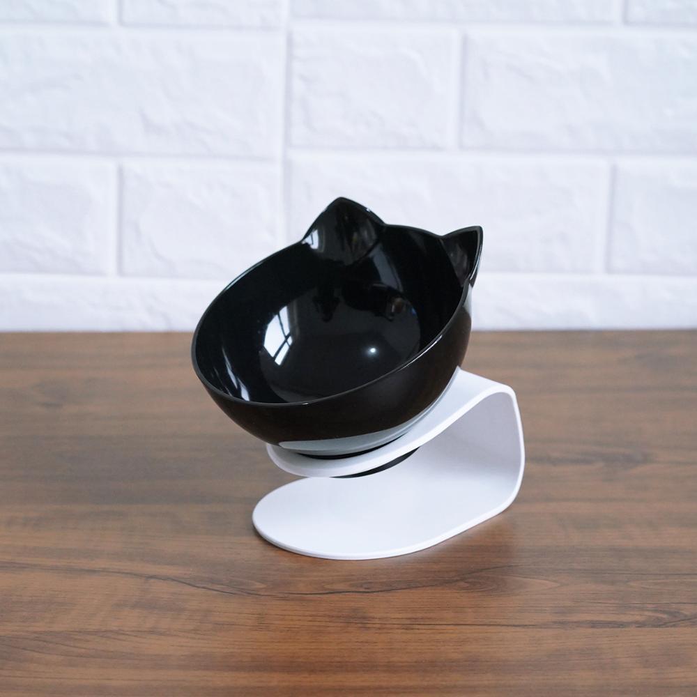 New Inclined Food Cat Ear Oblique Mouth Transparent Single Pet Bowl - Outlitte