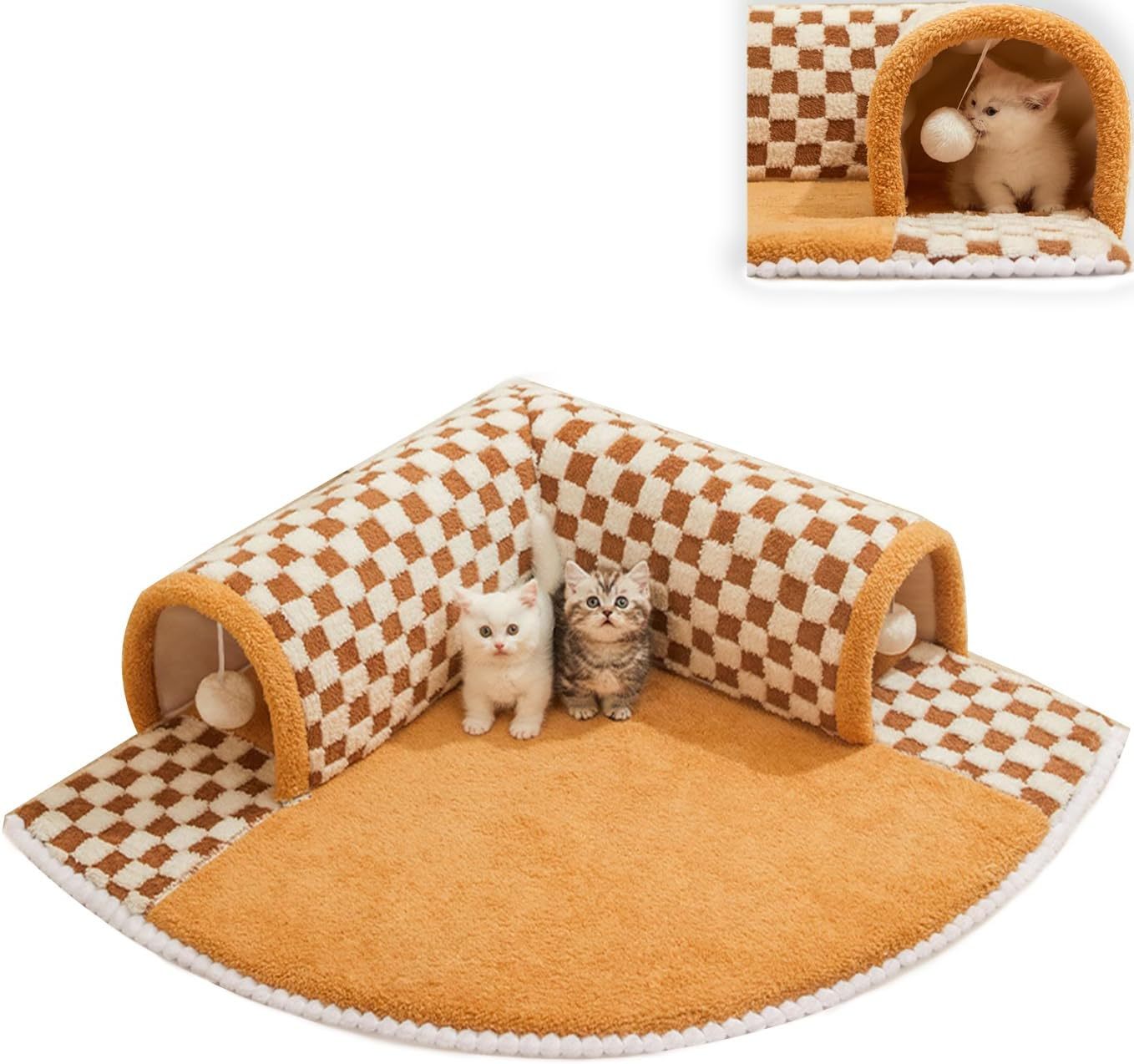 Funny Plush Plaid Cat Tunnel