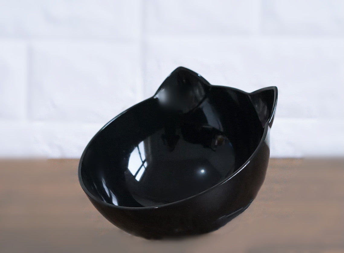 New Inclined Food Cat Ear Oblique Mouth Transparent Single Pet Bowl - Outlitte