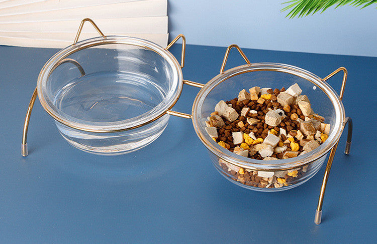 Glass Cat Bowl Drinking Dish Feeder For Pet - Outlitte