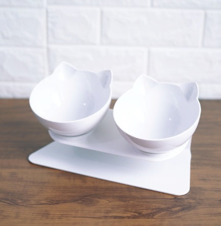 New Inclined Food Cat Ear Oblique Mouth Transparent Single Pet Bowl - Outlitte