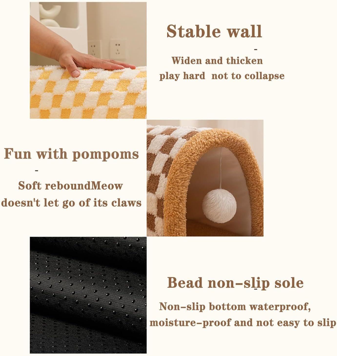 Funny Plush Plaid Cat Tunnel