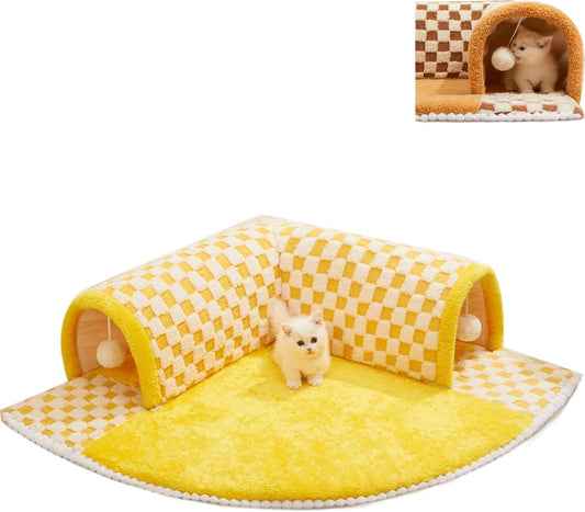 Funny Plush Plaid Cat Tunnel