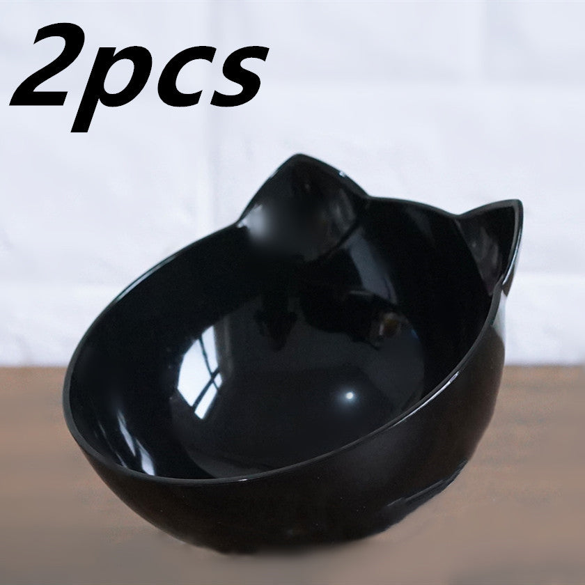 New Inclined Food Cat Ear Oblique Mouth Transparent Single Pet Bowl - Outlitte