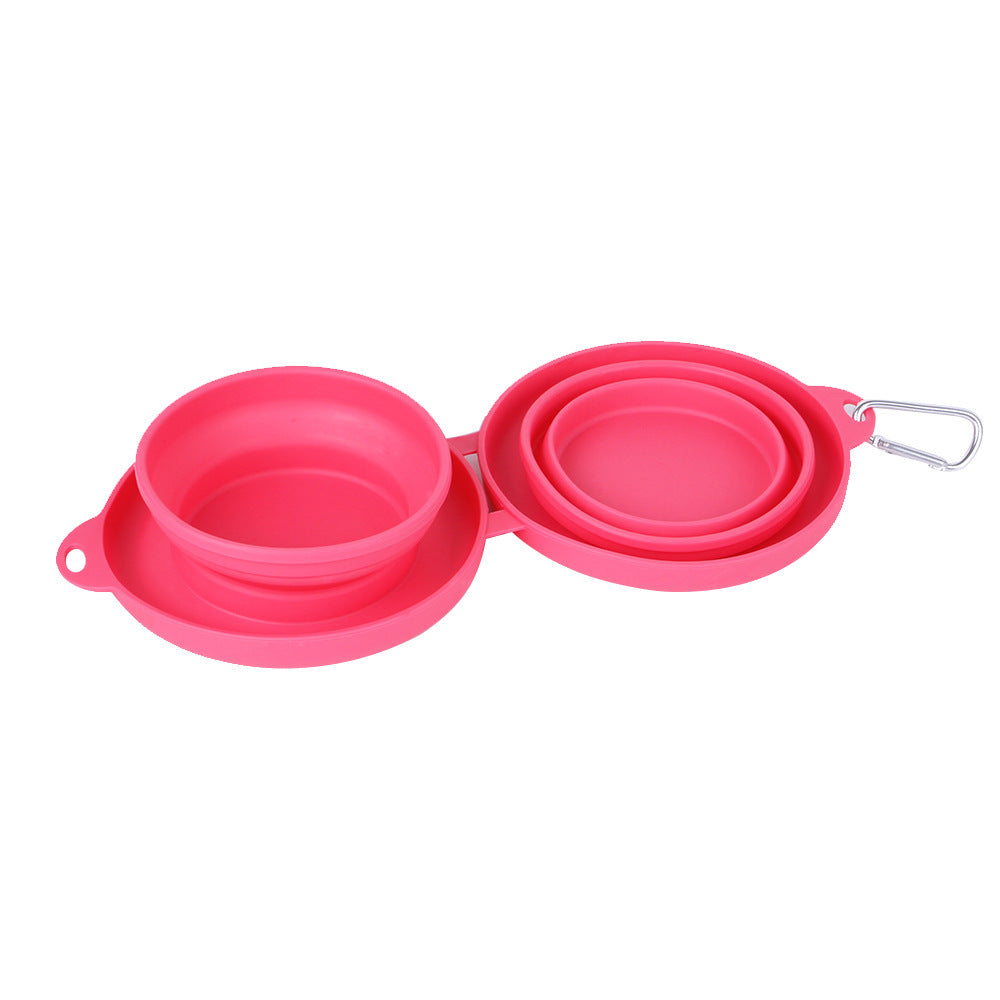 Rubber Foldable Double Bowl Pet Feeding Bowl - Outlitte