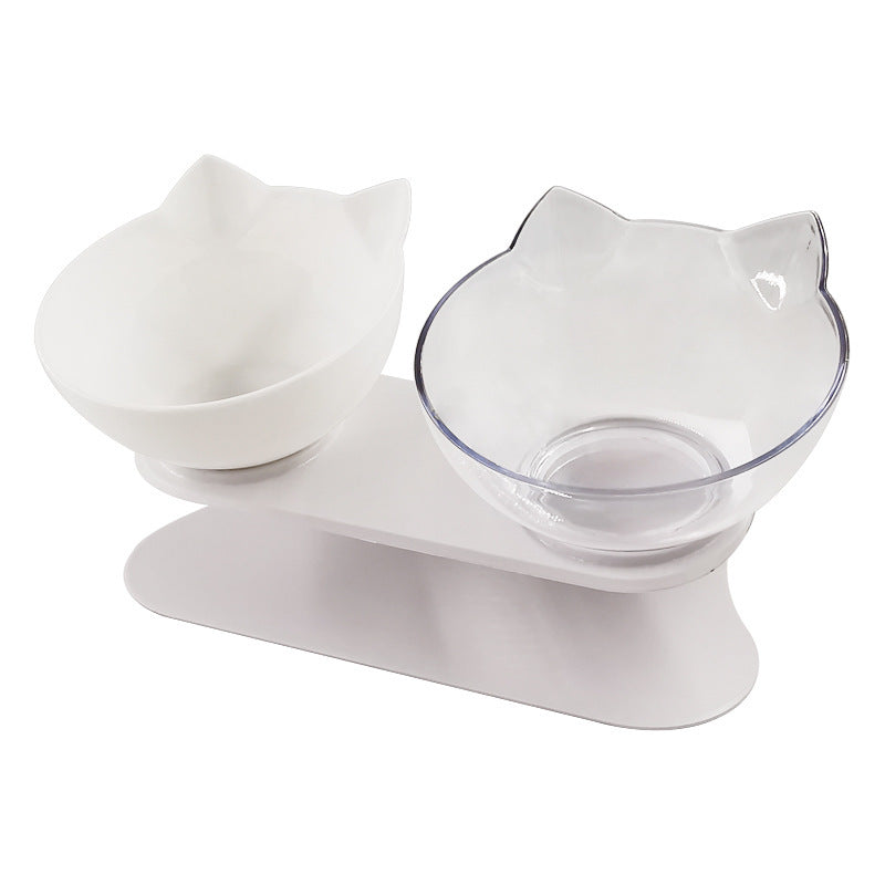 New Inclined Food Cat Ear Oblique Mouth Transparent Single Pet Bowl - Outlitte