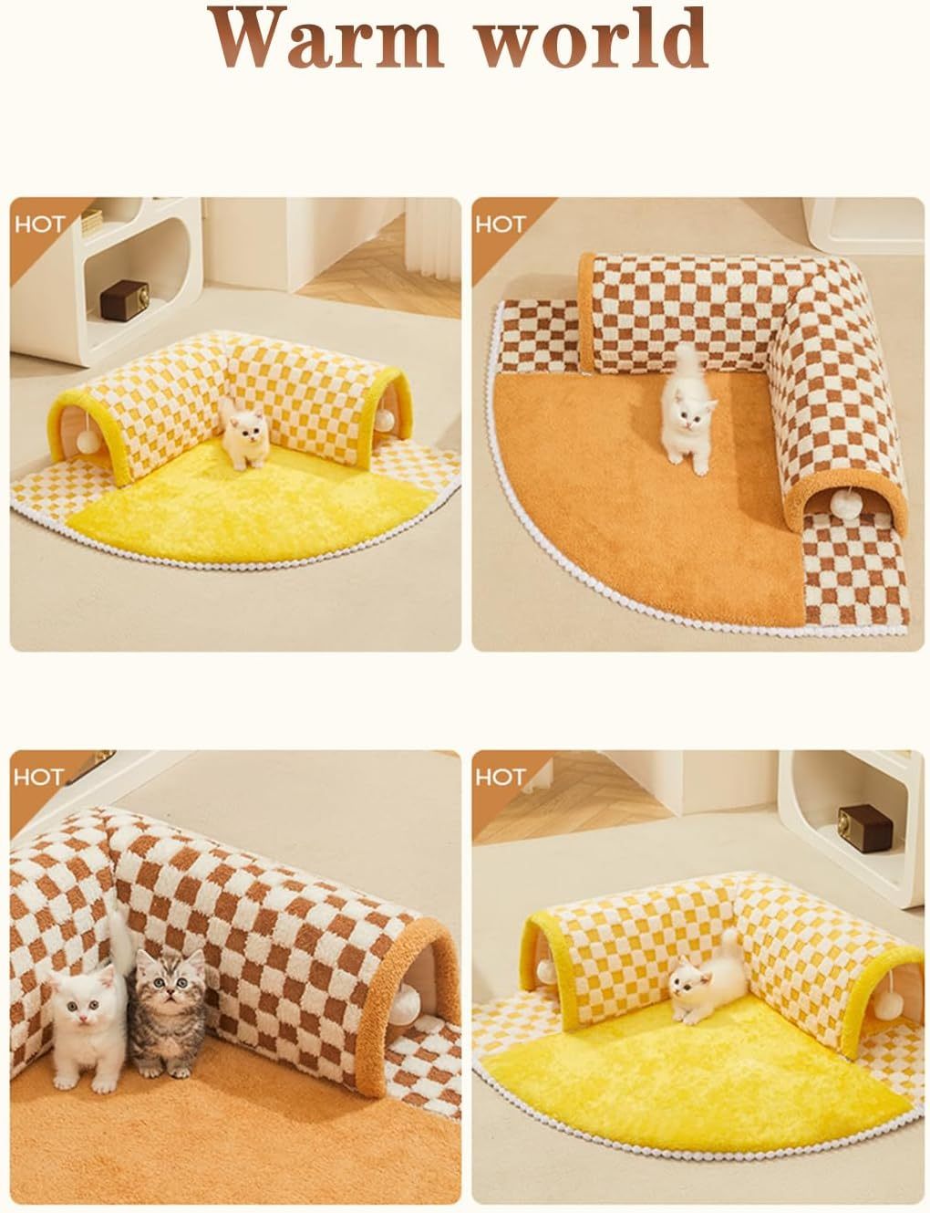 Funny Plush Plaid Cat Tunnel